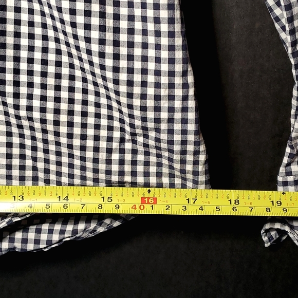 J. Crew Ladies Cotton Blend Navy/White Gingham Button Up Dress Shirt - Size XS - Picture 11 of 12